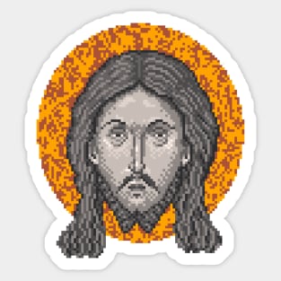 Icon of Christ 16bit - Pixel Art Gold Stone Sticker